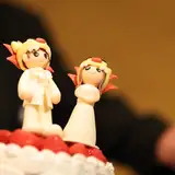 沖縄のシーサーを被った2人！