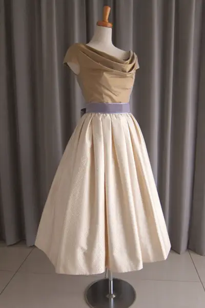 25枚目 olive silk taffeta top&silk jacquard mide dress