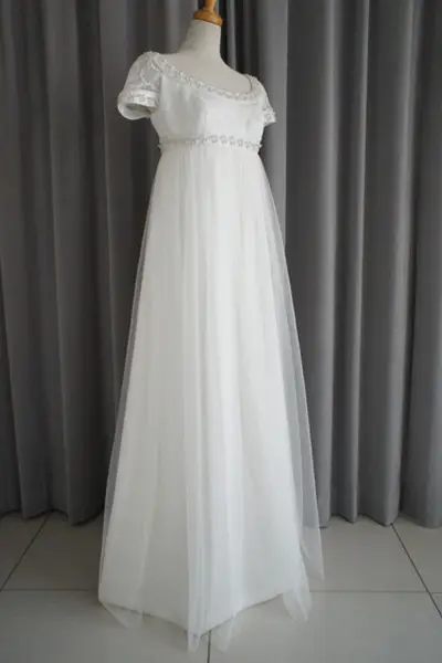 8枚目 Italian georgette,tulle & lace empire dress