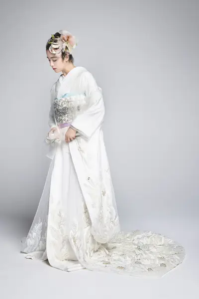 504w5☆引き振袖 掛下 比翼 鶴 白 オフホワイト☆美品 結婚式 舞台衣装 1aj0356000.jpg