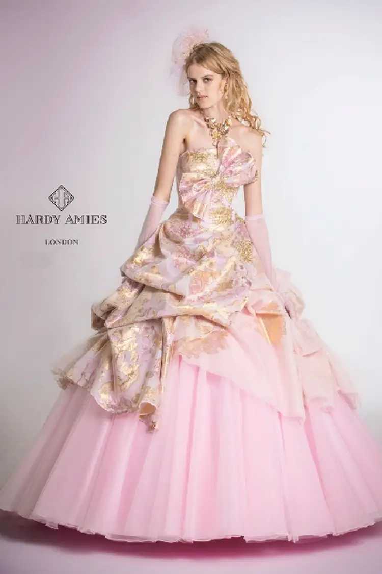 HARDY AMIES ピンクティアードドレス 【公式通販】