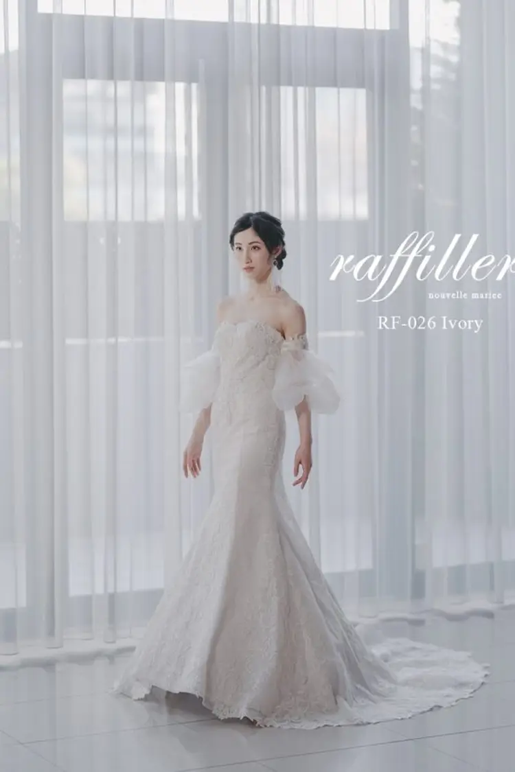 【美品】ウェディングドレス　インポートドレス/オフショルダー インポートオフショルダー レースマーメイドドレス | ウェディングドレス