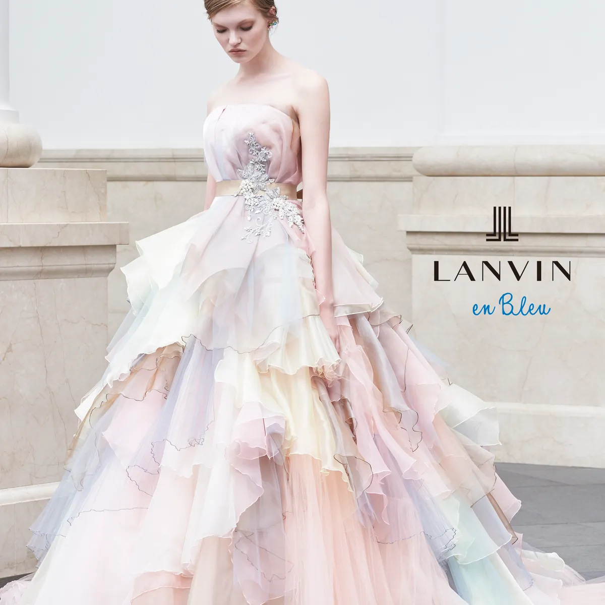 LANVIN en Bleu カラードレス　ピンク　黒　ランバン　ウェディング LB/32756 red｜LANVIN en Bleu(ランバン オン ブルー)の