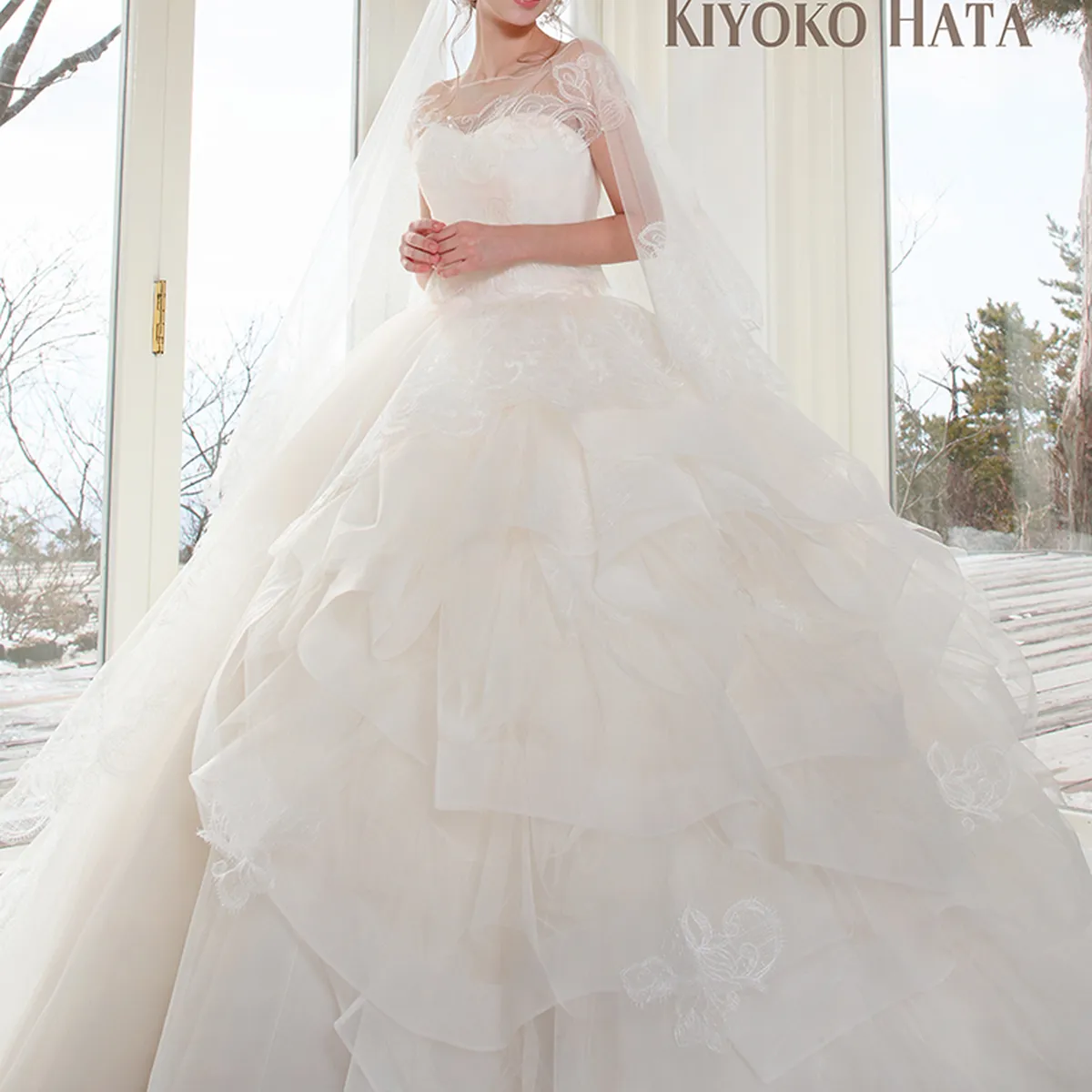 え*な様 【お値引き交渉可能！】キヨコハタ　ウェディングドレス　8号　&パール付 え*な様 【お値引き交渉可能！】キヨコハタ ウェディングドレス