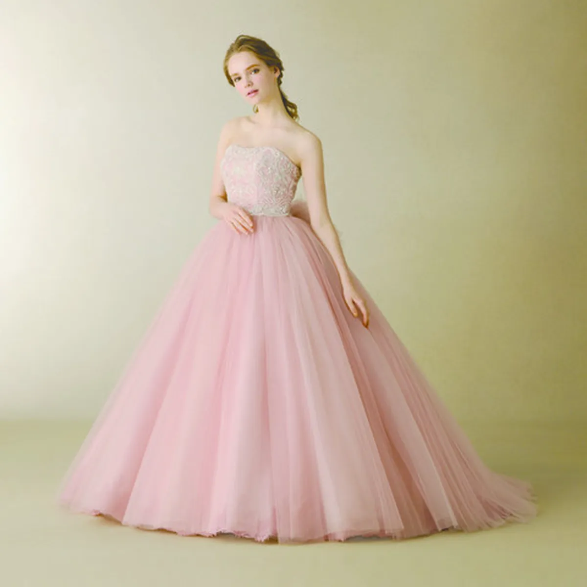D'OR FRAGILE ドールフラジール ドレス ピンク ベージュ 38 Dorry Doll ドリードール ゴールドオリジナル刺繍ドレス ピンク