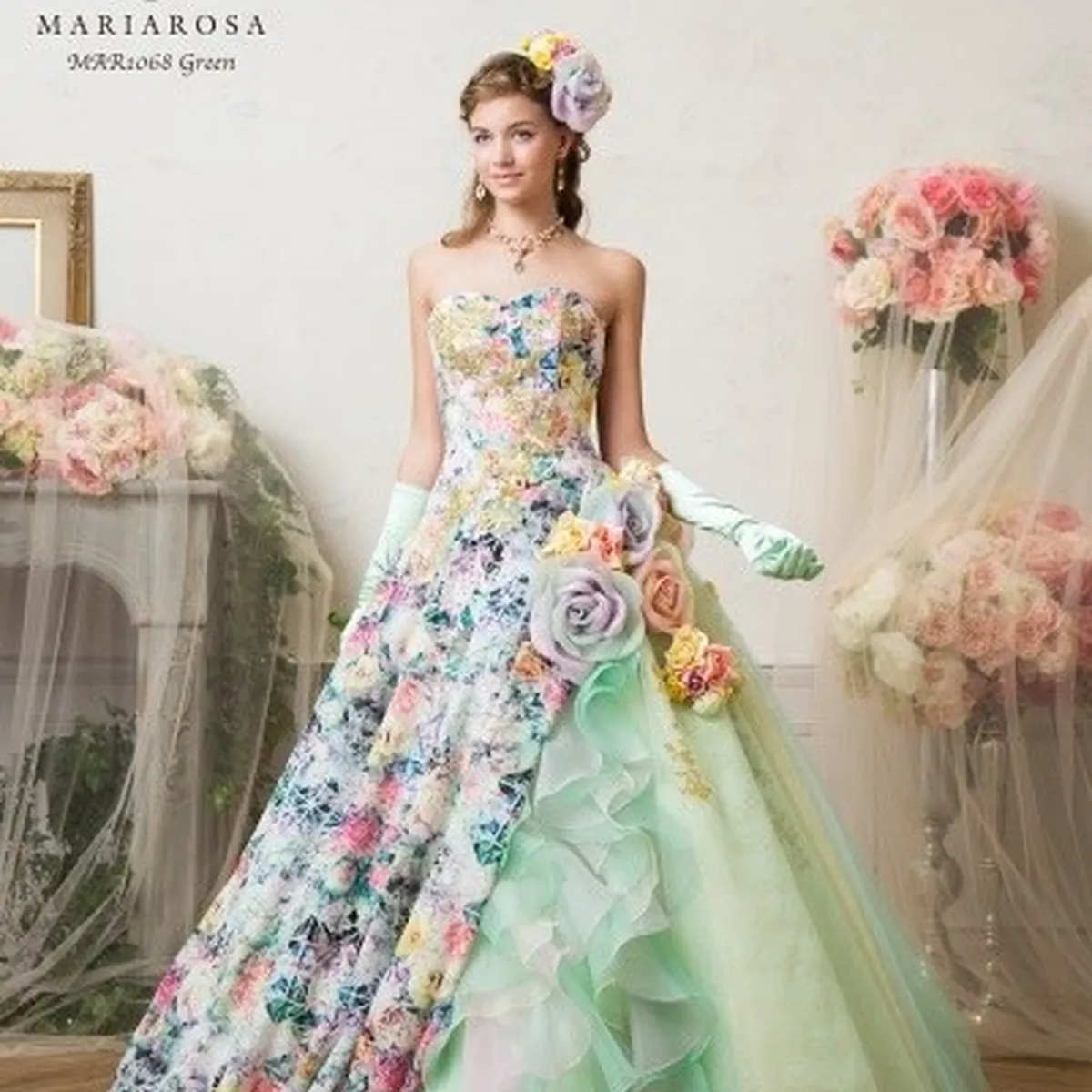 【mari】15-17号サイズ★ふんわりカラードレス MAR1068 Green｜MARIAROSA(マリアローザ)のウェディングドレス