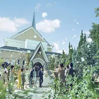 挙式後はチャペルガーデンで祝福のフラワーシャワーを。
