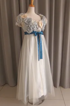 Light-blue rose tulle lace over dress