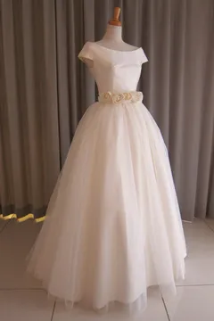 Silk taffeta&tulle lace princess line dress