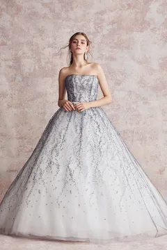 美品✨14万 フォクシー ダブルジップスレンダードレス スクエアネック グレー Lexi(Ice Gray)_レキシー (左) | ウェディングドレス