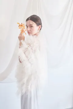 MARGE TOKYOのトップス  Sustainable tulle decorative french sleeve p/o (Ivory)
