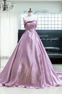 2201-PL　Aライン トゥィンクルバック サテンプラム