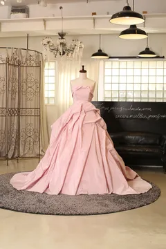 1603-SP　Aライン タフタ スモーキーピンク