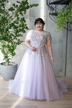 ✨美品！試着のみ✨薄紫 レース ロングドレス　ラプンツェル　9号 ラプンツェルドレス。紫とピンクのチュールにキラキラのラメが特徴の