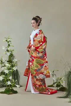 川島織物 朱赤 三友盛祥文