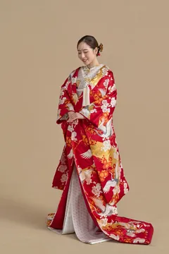 未使用　色打掛　花車青海鴛鴦文　四季の花 CR116 色打掛 花車青海桜鴛鴦文 | ウェディングドレス