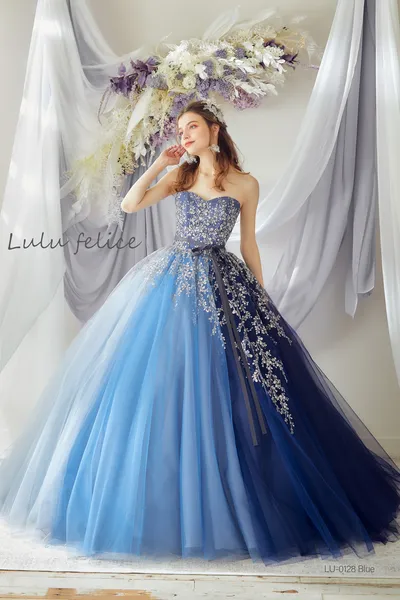 ロイヤルブルー マーメイド カラードレス 結婚式 たたま 