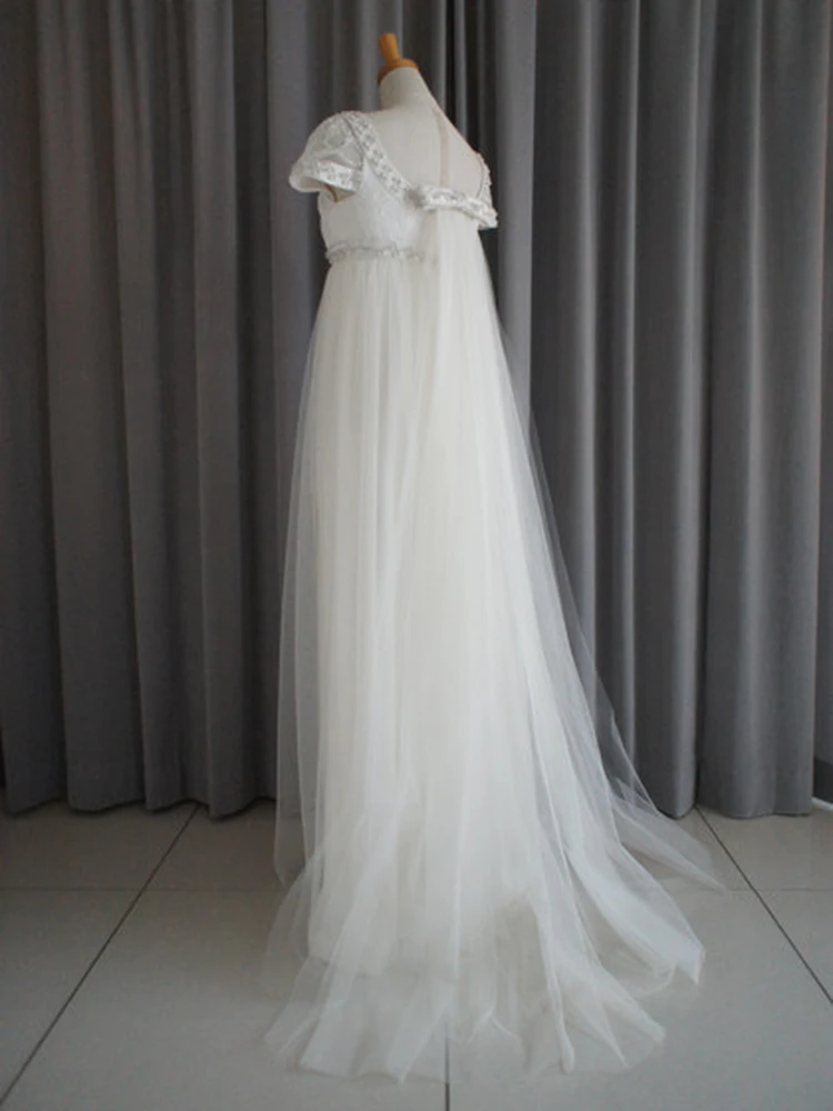 Italian georgette,tulle & lace empire dress 2枚目