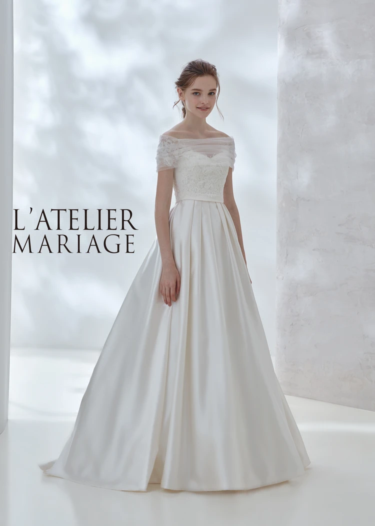 ラトリエマリアージュ高級ウエディングドレス7号Sサイズマーメイドライン MVD-00286-01+MVX-10011-01｜L'ATELIER MARIAGE(ラトリエ マリアージュ