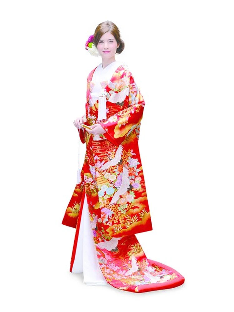 赤 翔鶴庭園文 | ウェディングドレス