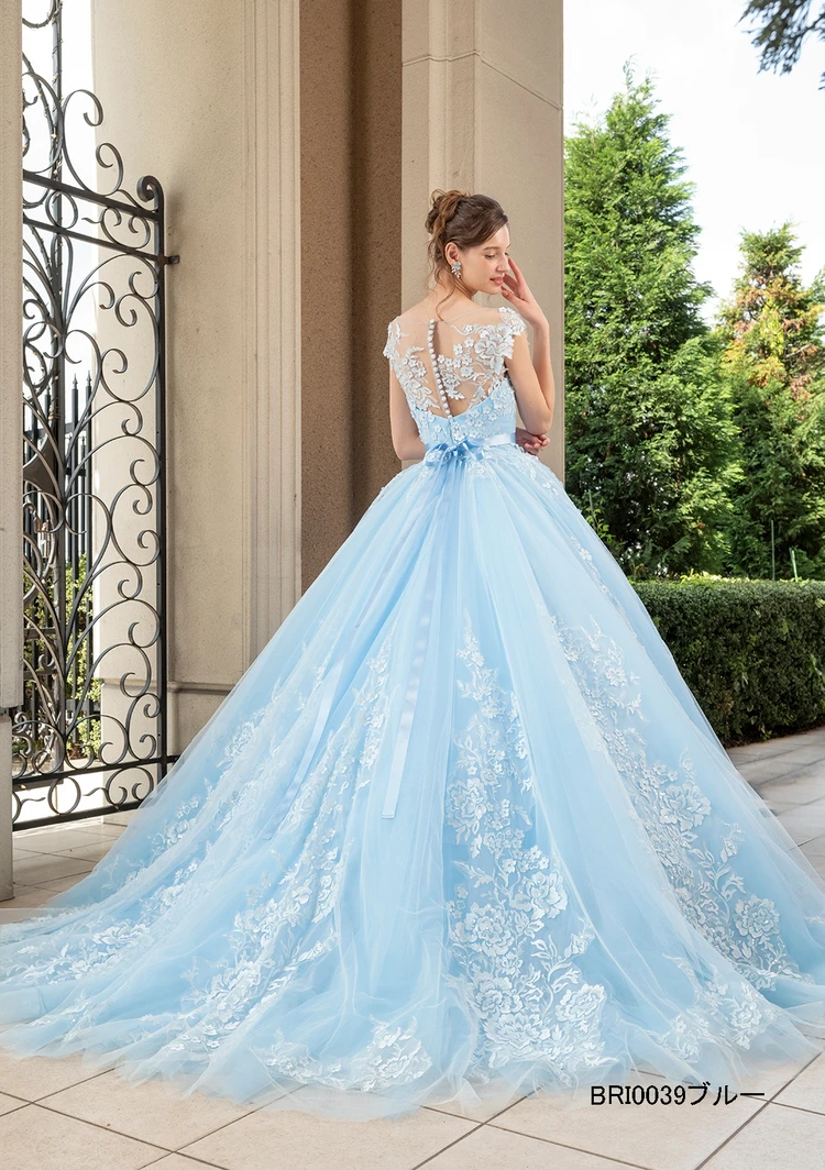あお＊＊＊ ウェディングドレス　レースビジュー BRI0039 ブルー｜Brilliantayu(ブリリアンターユ)のウェディングドレス