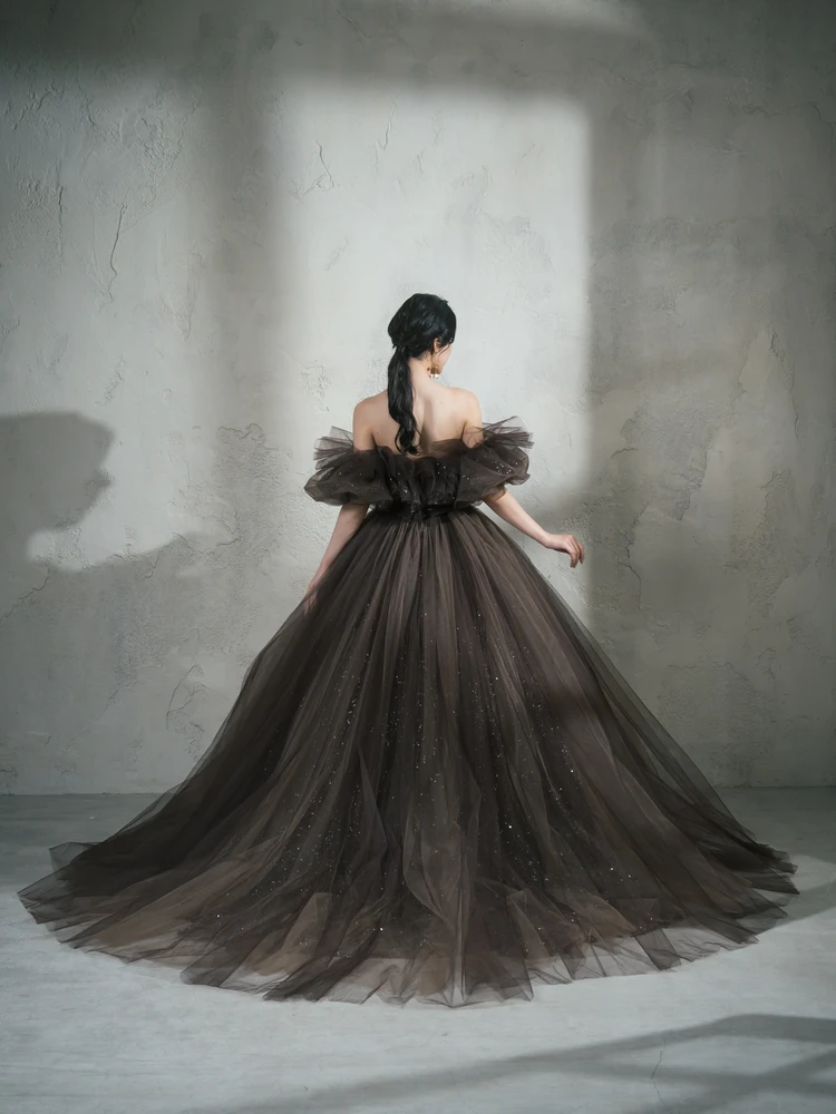 H-9 DressBlack ウエディングドレス　ジュリエット風　昭和レトロ ST-084 brown｜STORIA.em(ストーリア,エム)のウェディングドレス