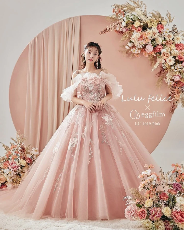 LU-1019 pink｜Lulu felice(ルルフェリーチェ)のウェディングドレス