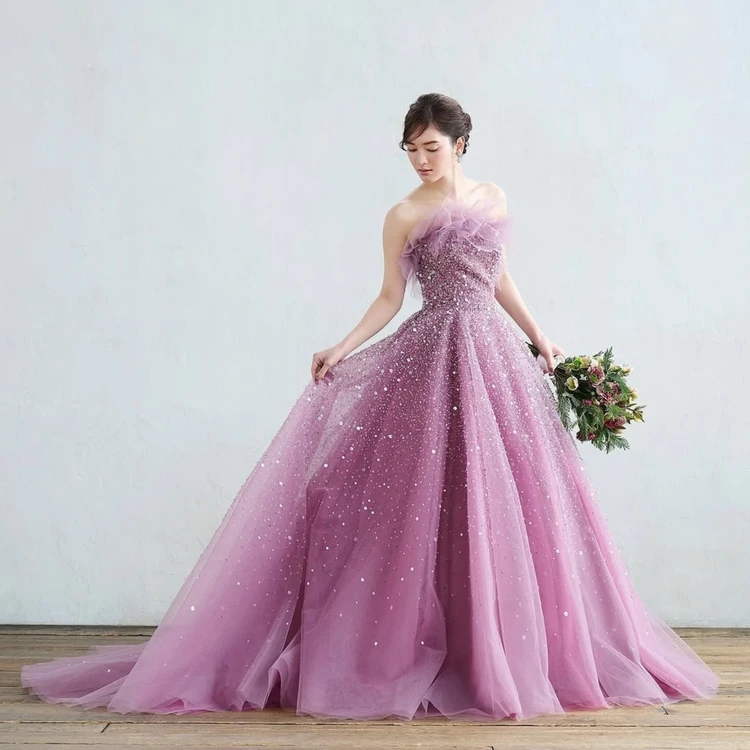 美品yns wedding ピンク カラードレス パニエ付 ハツコエンドウ　好み Bijou Pink｜A by Hatsuko Endo(エー バイ ハツコ エンドウ)の