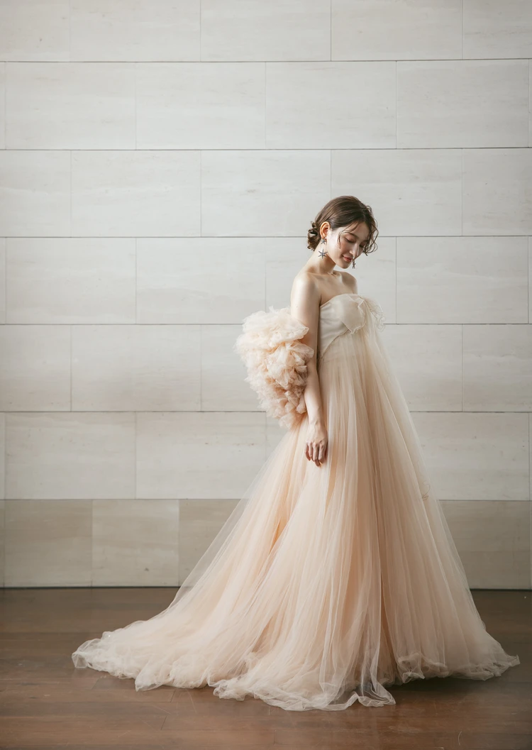 David fielden ウェディングドレス　天使の羽 4658FUDG リアーナピンク｜David fielden(デヴィット フィールデン)の