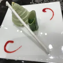 デザートです、竹の形のチョコでした