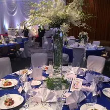 私達の好きなブルーを使った会場にしました