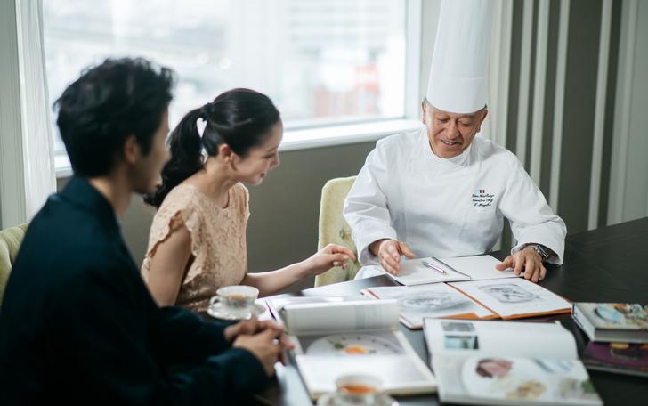 ゲストへの想いをこめたオーダーメイドも可能。出身地の食材や思い出のメニューなど、打合せで直接相談を。