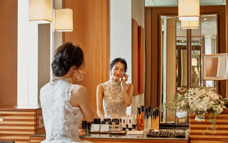 スイートルームでのお支度なので、ゆっくりとできるのも嬉しいメリット