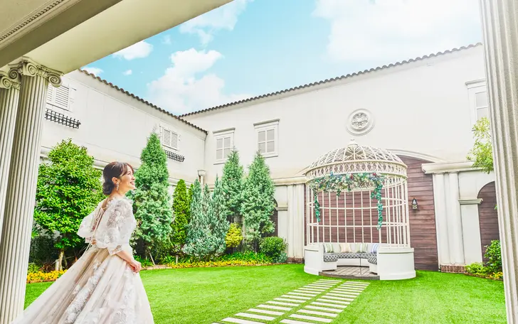 ガーデン付き3つの貸切空間（10～190名）を用意。すべてコンセプトが異なるから、ふたりの好みで選べるのが魅力。