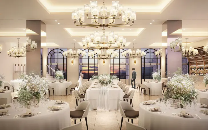 NYのようなおしゃれさを感じる「シティ」。シャンデリアの煌めきと階段入場で花嫁の憧れが叶う。