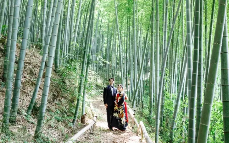 春は桜、夏は深緑、秋は紅葉、冬は雪景色と、季節ごとに異なる庭園の景色は和装にも洋装にも美しく映え華やかに彩ります