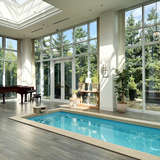 披露宴の中にプールがあります