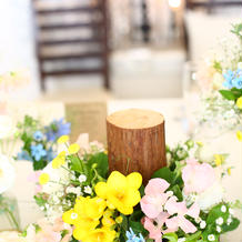 ゲストの丸テーブル装花