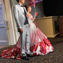 ブーケの代わりに風船を持ち込みました