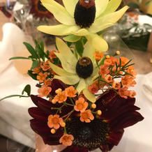 お持ち帰りにもかわいい装花を