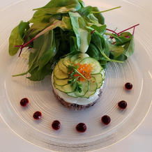 帆立貝と数種のお米のモザイク仕立て