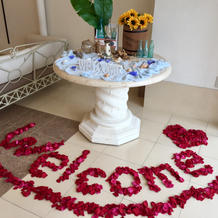 造花の花びらのwelcome可愛いです