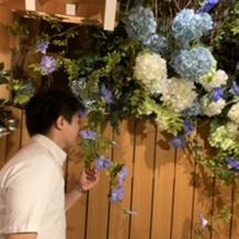 神殿には紫陽花の演出