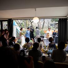 ケーキの演出はテラス